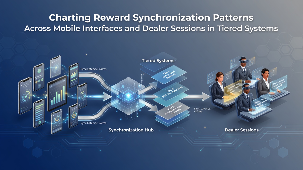 Diagramme zeigen Synchronisationsmuster zwischen mobilen Interfaces und Live-Dealer-Sitzungen in gestaffelten Belohnungssystemen