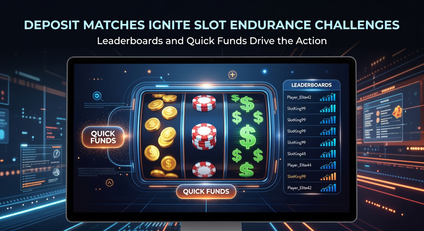 Dynamische Slot-Maschinen mit Leaderboard-Anzeigen und Blitz-Überweisungen im Vordergrund, die die Intensität von Endurance-Challenges einfangen