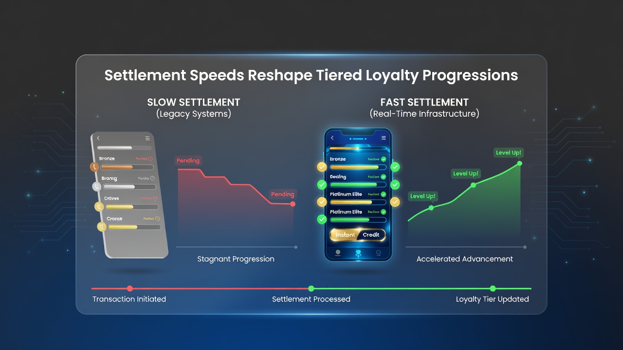 Darstellung von Loyalty-Tier-Progression mit schnellen Abwicklungsindikatoren auf einem mobilen Gerät
