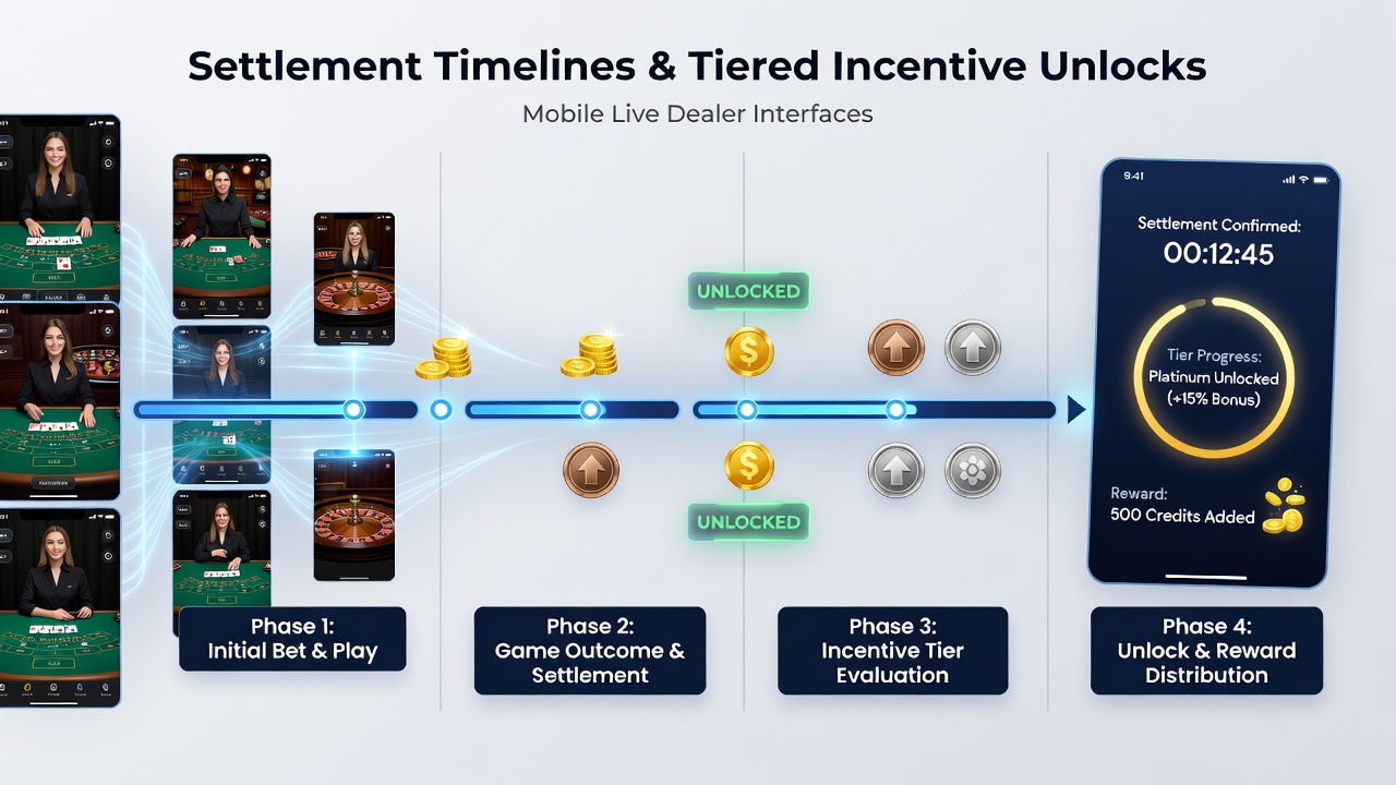 Darstellung von Zeitachsen und gestaffelten Incentive-Leveln in einer mobilen Casino-App
